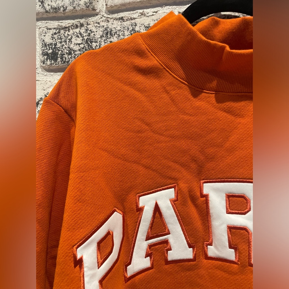 ‼️ONE LEFT🍊 Parke Varsity Mockneck Sweatshirt in Amber Orange L/XL - Picture 5 of 5